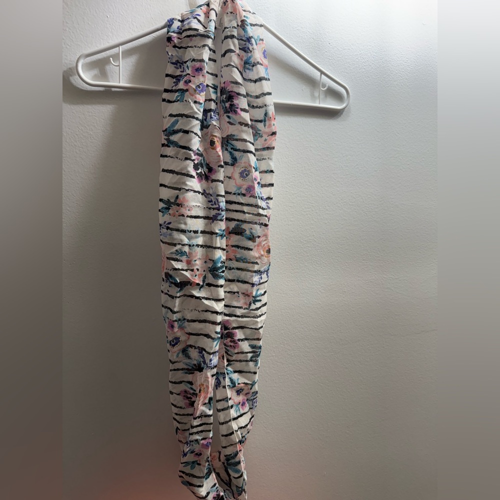 Chic Floral and Striped Scarf